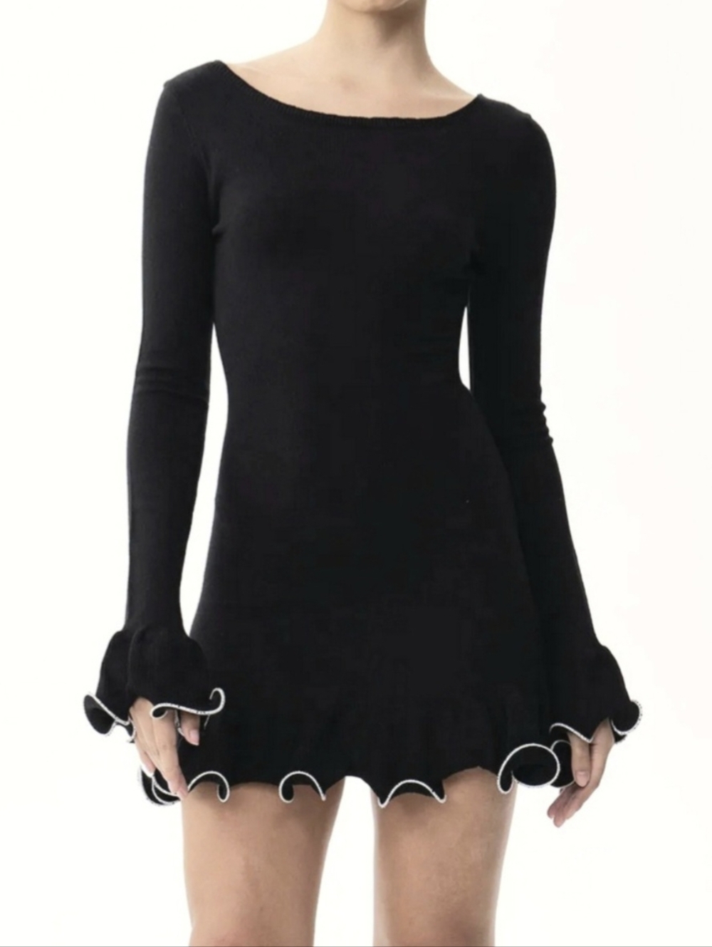 Innovare Denim Anand Asymmetric Wavy Long Sleeve Mini Dress Size S - Picture 13 of 16